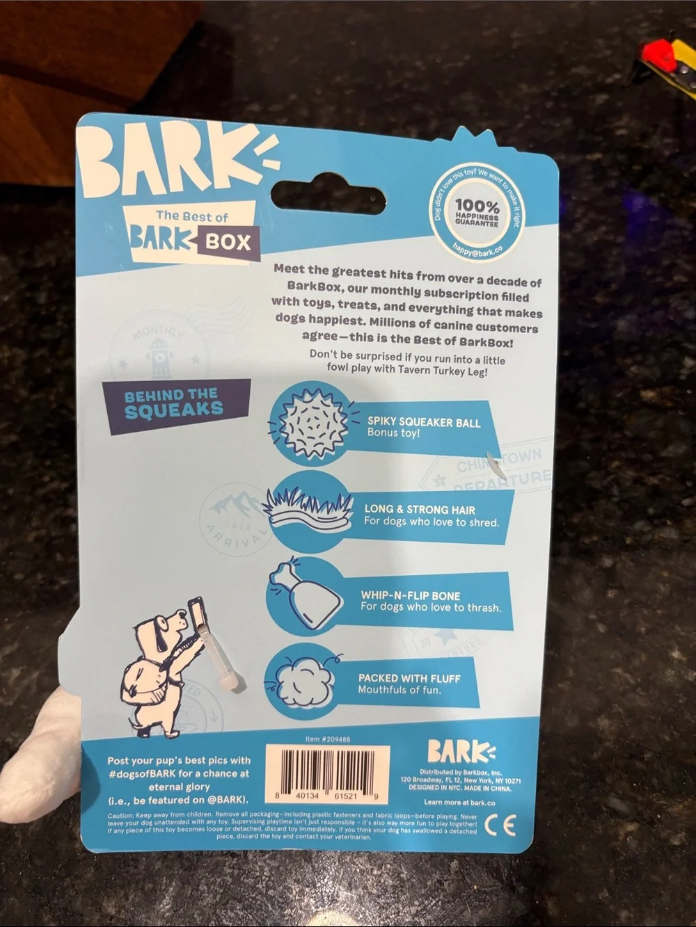 Bark Tavern Turkey Leg Plush Dog Toy - Brown and White